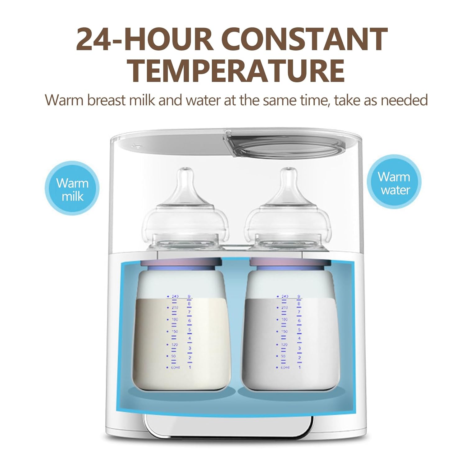 BYTEBAZAAR Flaschenwärmer – 8-in-1-Schnellmilchwärmer für Babys mit Timer für Muttermilch oder Babynahrung, 24-Stunden-Thermostat-Schnellmilchwärmer für Zwillinge mit genauer Temperaturregelung, Babyflaschenwärm