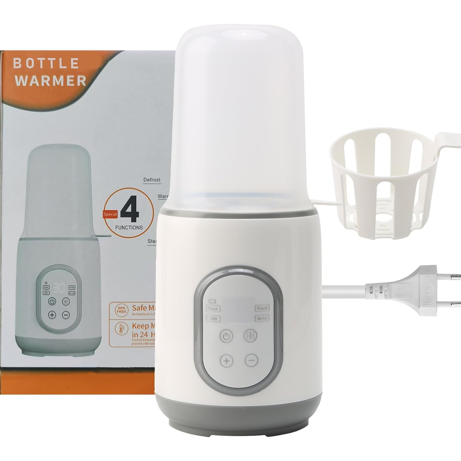 BYTEBAZAAR Flaschenwärmer Baby,8-in-1 Sterilisator für Babyflaschen,Babykostwärmer,Schnell Erhitzen &Warmhalten,Abtauung,Fläschchenwärmer mit Timer und Automatischer Abschaltung,Weiß