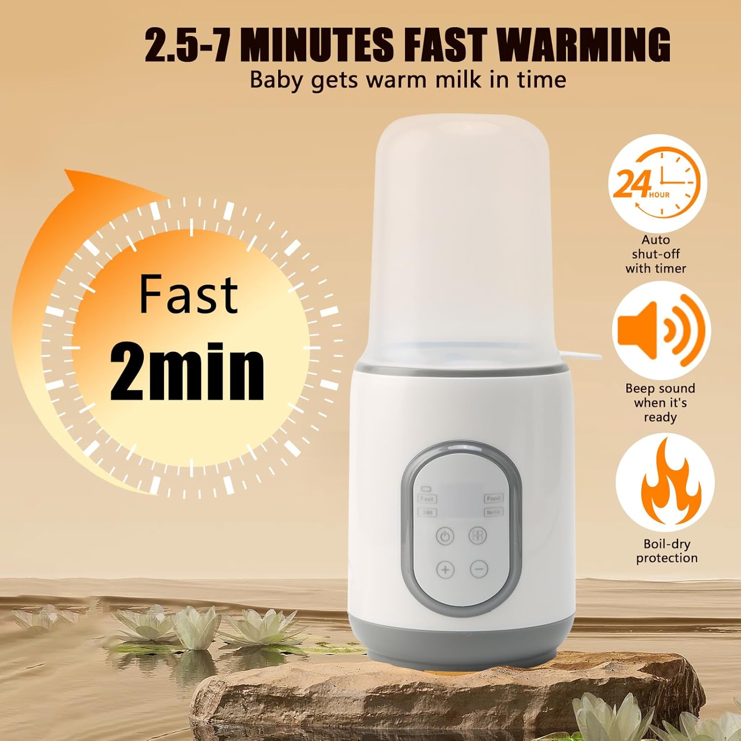 BYTEBAZAAR Flaschenwärmer Baby,8-in-1 Sterilisator für Babyflaschen,Babykostwärmer,Schnell Erhitzen &Warmhalten,Abtauung,Fläschchenwärmer mit Timer und Automatischer Abschaltung,Weiß