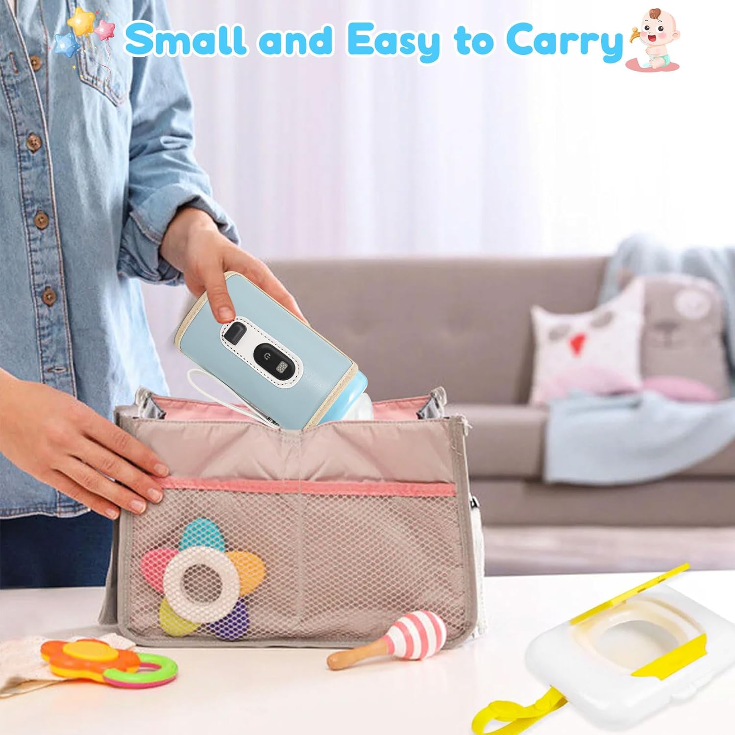 BYTEBAZAAR Flaschenwärmer Baby Unterwegs, Tragbarer Baby Flaschenwärmer Unterwegs mit LCD-Display, 21 Einstellbare Temperatur, Flaschenwarmhalter Baby Unterwegs für alle Flaschen