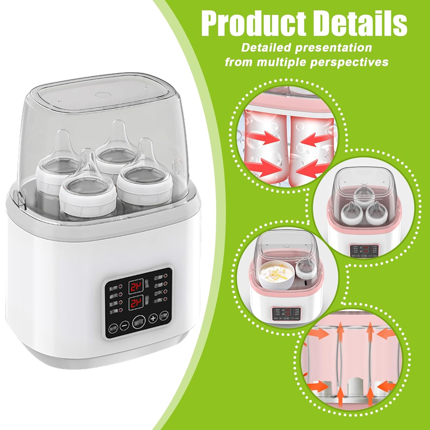 BYTEBAZAAR Flaschenwärmer Baby: 8-in-1 Sterilisator für Babyflaschen, Milchflaschenwärmer für Babys, Schnell-Flaschenwärmer, Fast Babykostwärmer & Abtauung, BPA-freier Babynahrungsheizung mit LCD-Display