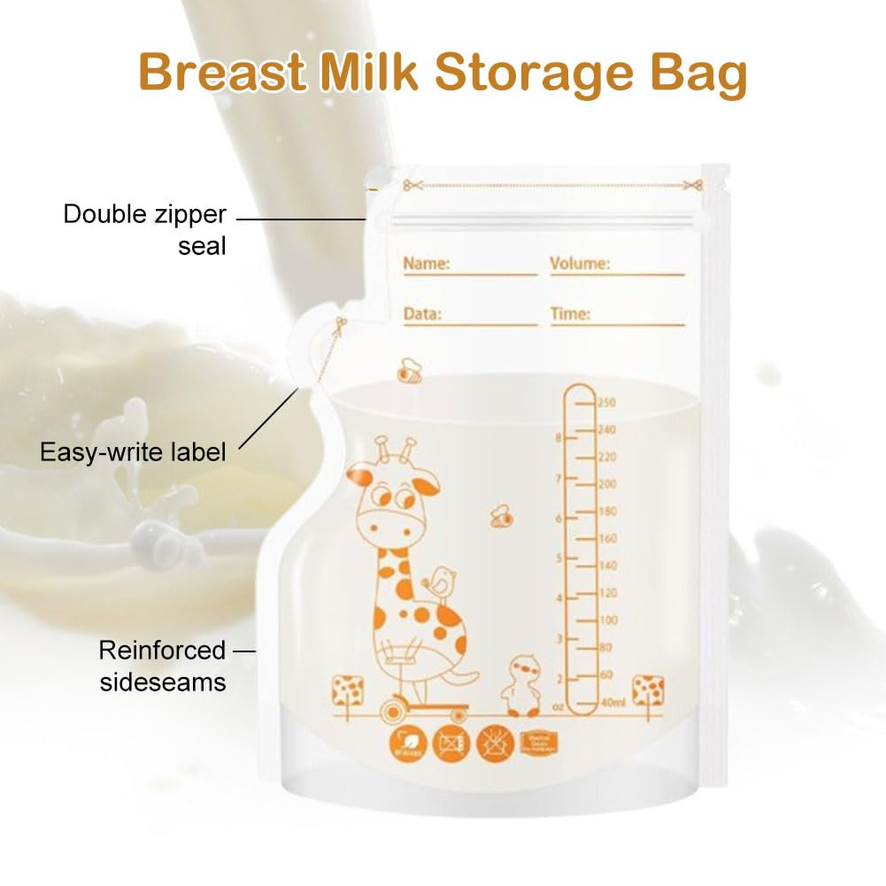 BYTEBAZAAR Muttermilchbeutel,Muttermilchbeuteln,Milchbeutel für Muttermilch,Muttermilchbeutel zum Einfrieren,Muttermilch Aufbewahrungsbeutel,Breast Milk Storage Bags,Milchbeutel,250 Ml,60pcs