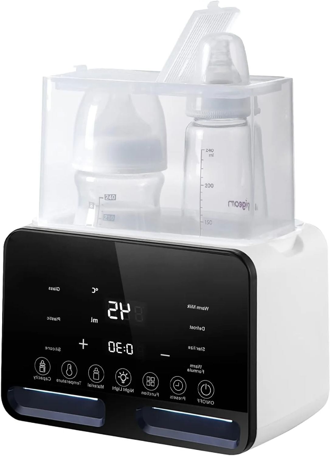 BYTEBAZAAR Babykostwärmer Babysterilisator 7-in-1 Milchwärmer, Abtauen, Schneller Nahrungswärmer mit Nachtlicht Großer LCD-Bildschirm, Nahrungswärmer für Babyflaschen