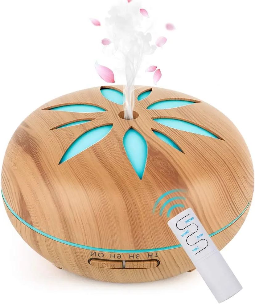 BYTEBAZAAR Aroma Diffuser 550ML Luftbefeuchter mit Timer Ultraschall Vernebler,Raumbefeuchter Aromatherapie Öle Duftlampe mit 7 Farben LED Helles Holz