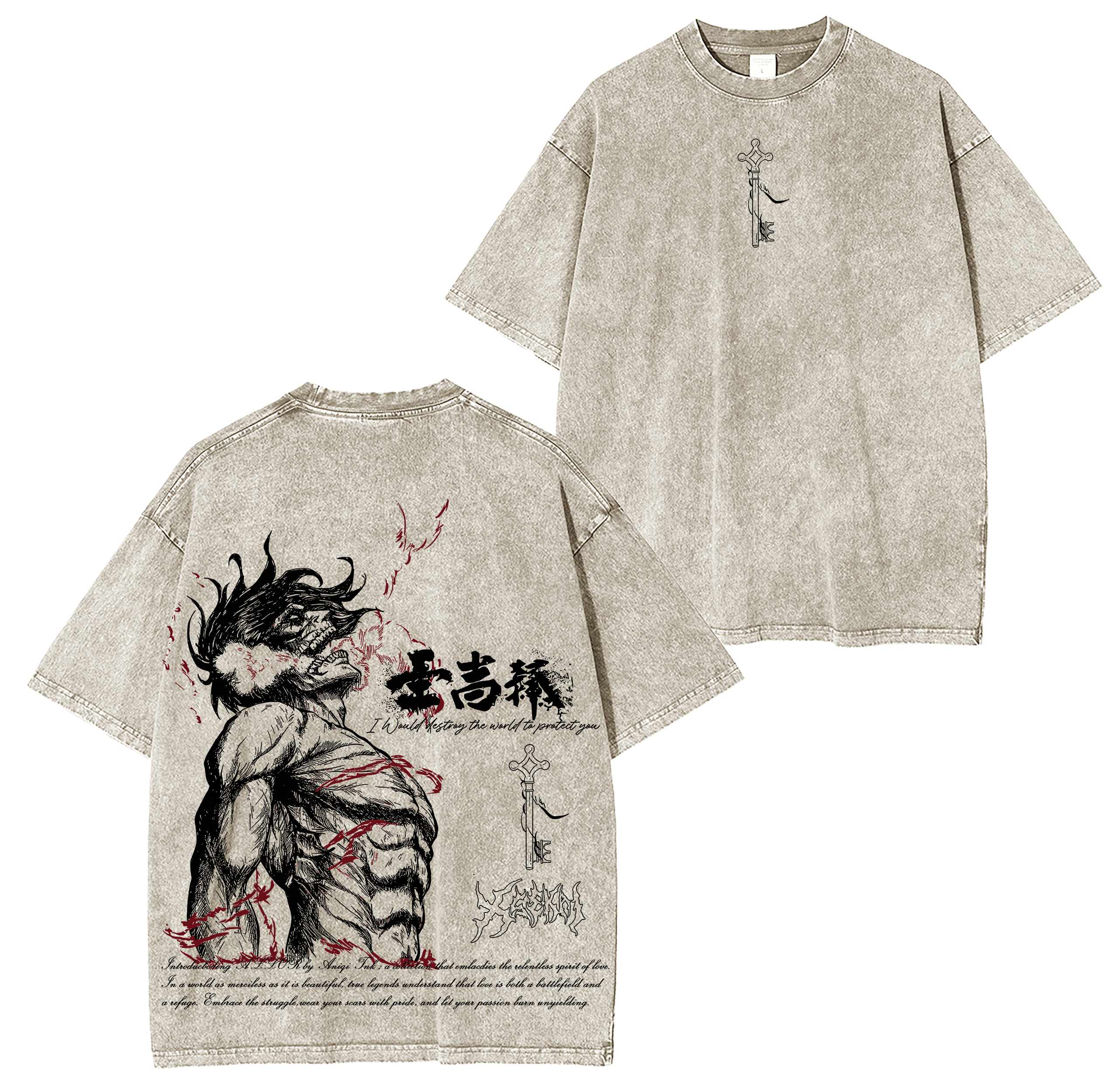 Attack on Titan Printed Unisex Washed T-Shirt