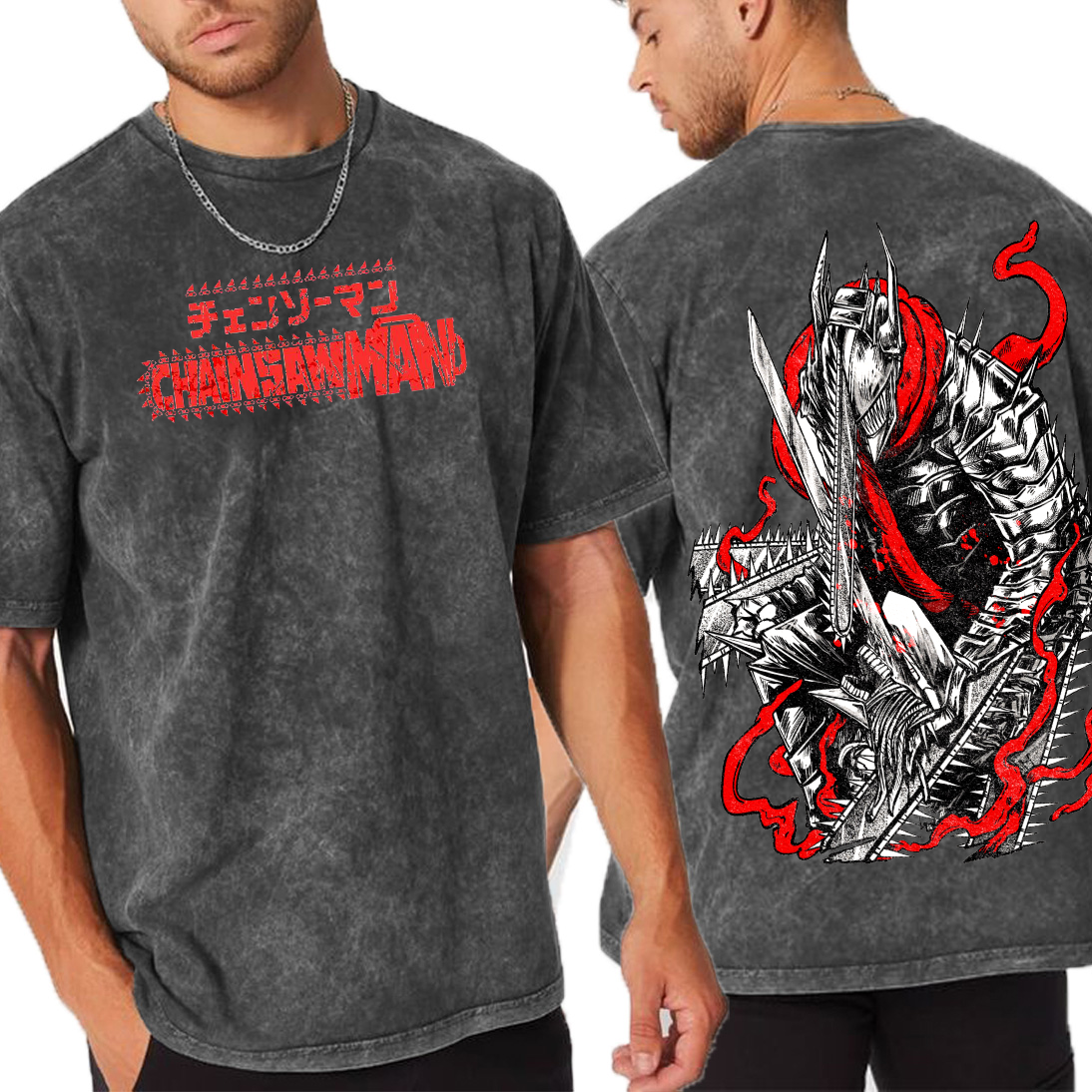 Chainsaw Man Anime Unisex Washed T-Shirt