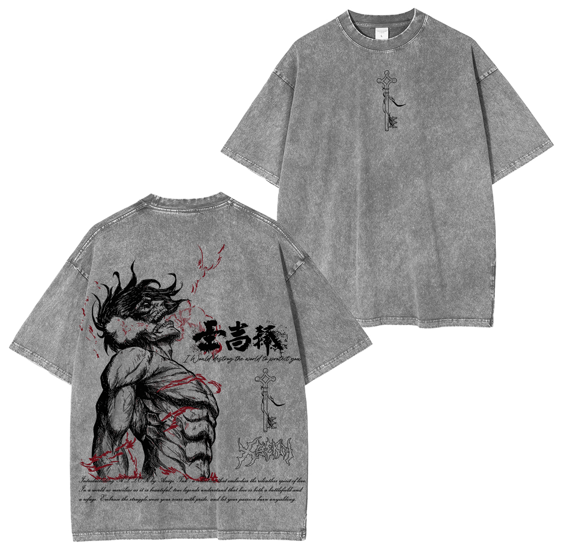 Attack on Titan Printed Unisex Washed T-Shirt