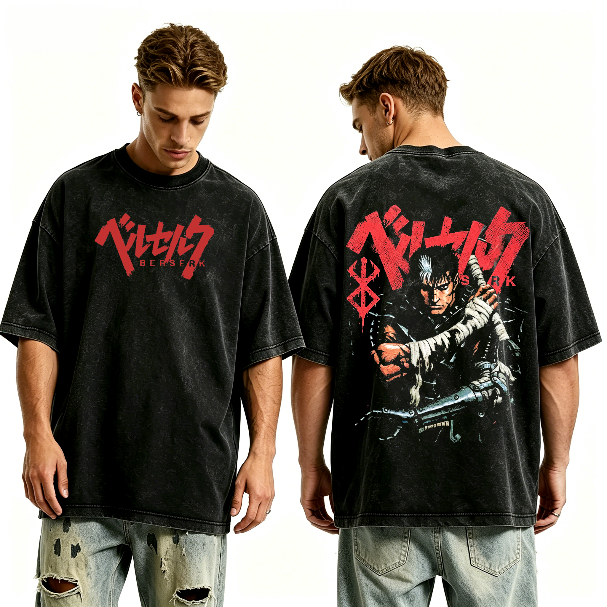 Berserk Anime Unisex Washed T-Shirt