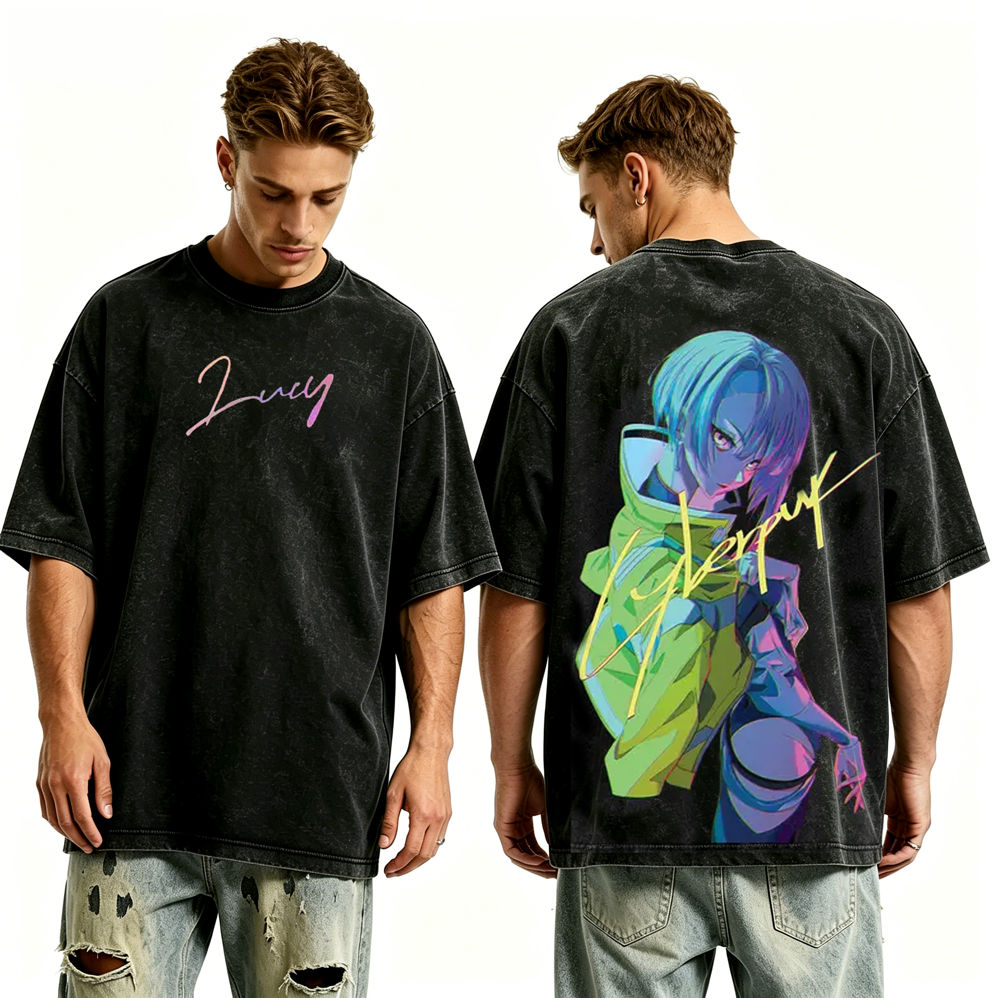 Cyberpunk Edgerunners Lucy inspired Graphic Unisex Washed T-Shirt