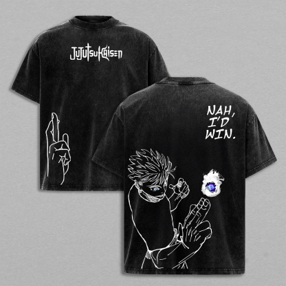 Satoru Gojo Jujutsu Kaisen Anime Double  Vintage Washed T-shirt/Crewneck/Hoodie