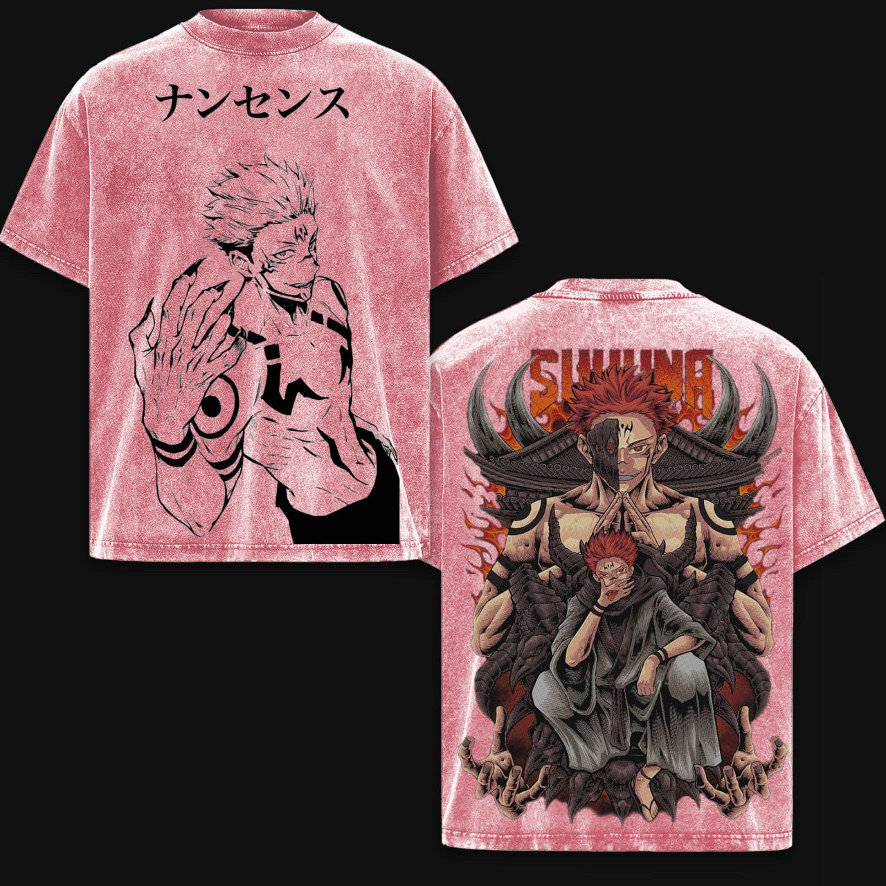 Sukuna Jujutsu Kaisen Anime Double  Vintage Washed T-shirt/Crewneck/Hoodie