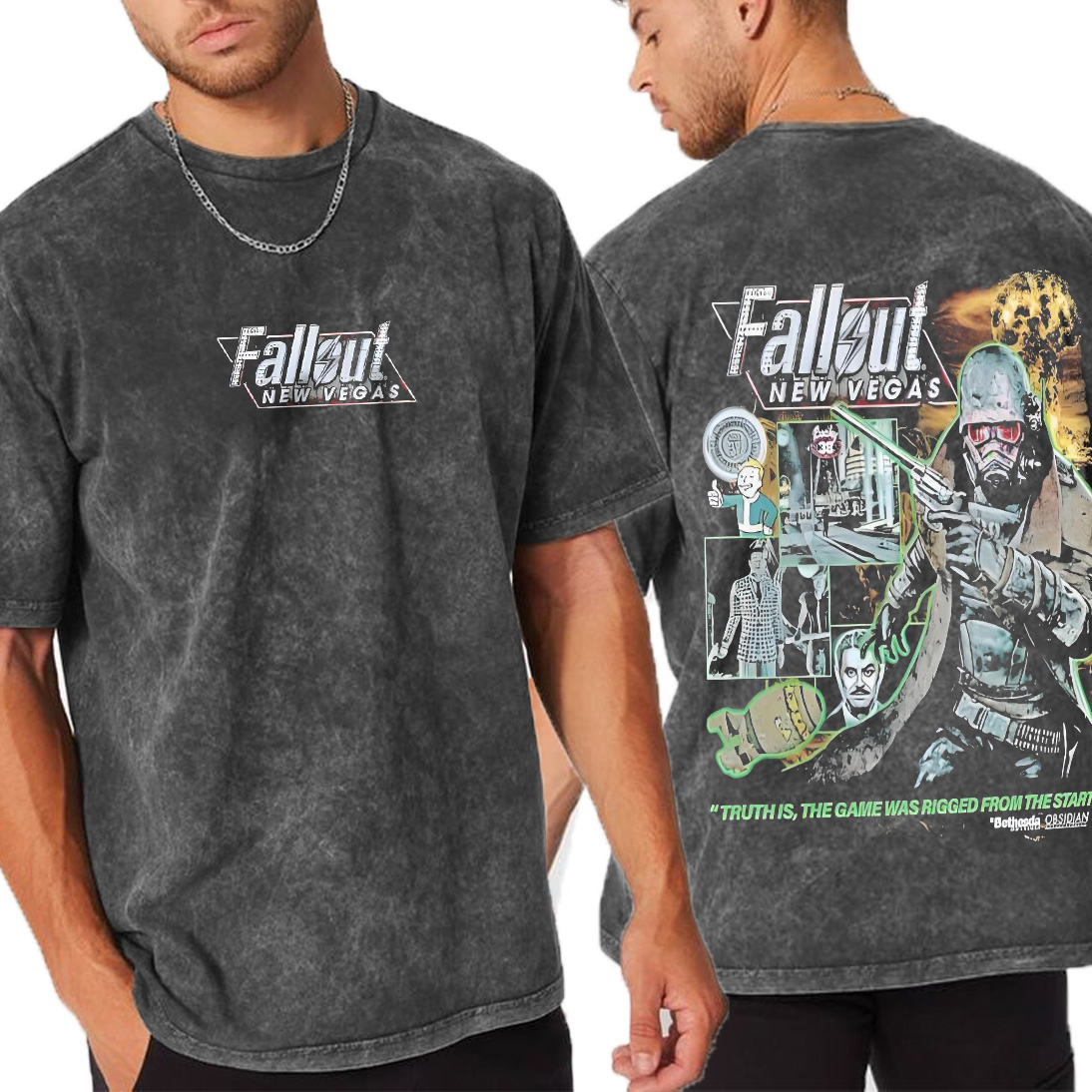 [Copy]Katsuki Bakugo My Hero Academia Anime Double Retro Washed T-Shirt