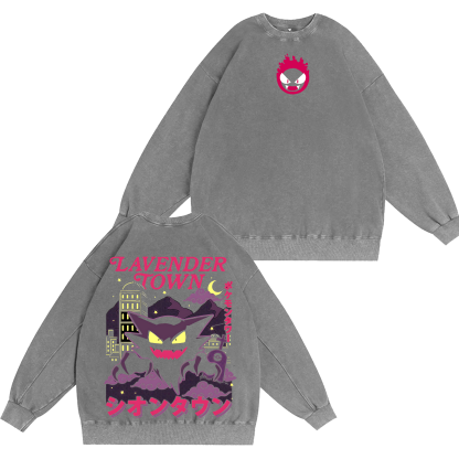 Gengar Ghost Lavender Town Legend Anime Vintage  Unisex Washed T-Shirt