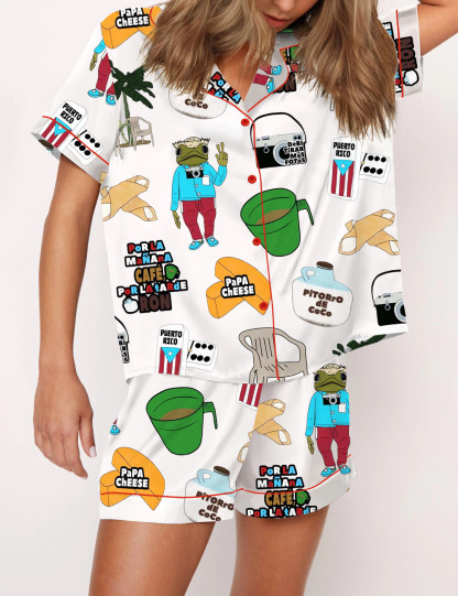 Baile Inolvidable Puerto Rico Satin Pajama Set For Women