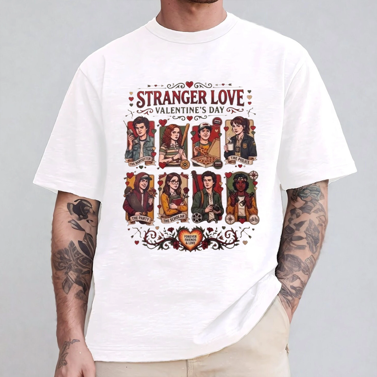 Stranger Valentine Retro 80s Love Hawkins Upside Down Heart Unisex Shirts/Crewneck/Hoodie