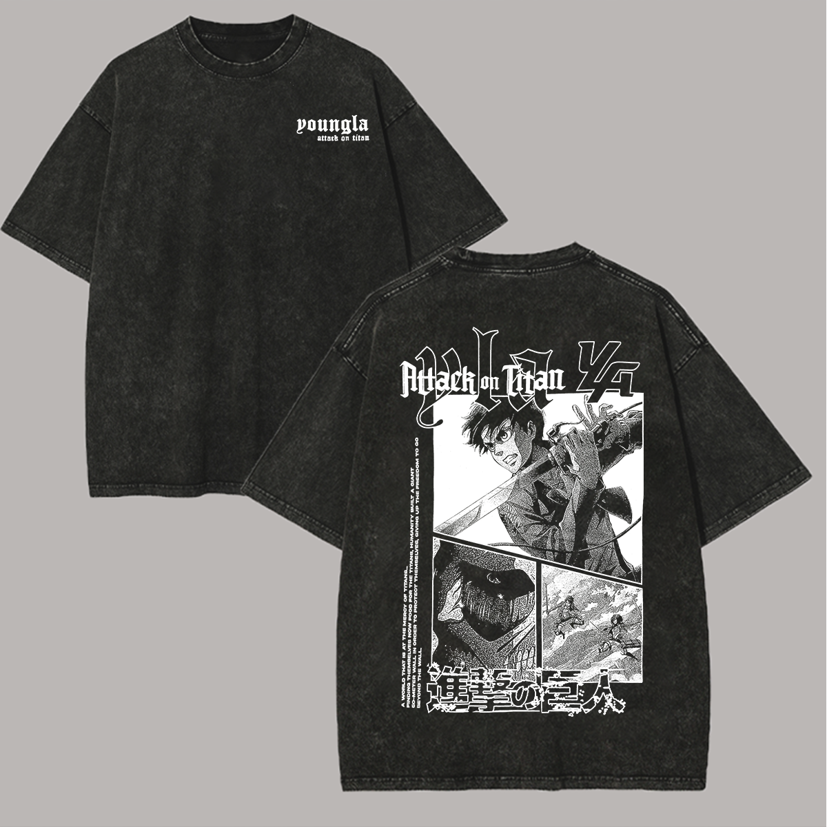 Attack on Titan Printed Unisex Washed T-Shirt