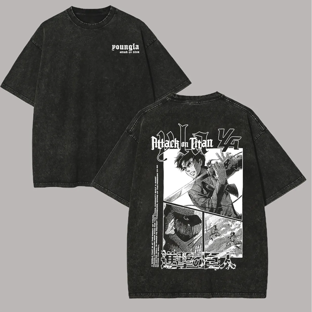 Attack on Titan Printed Unisex Washed T-Shirt