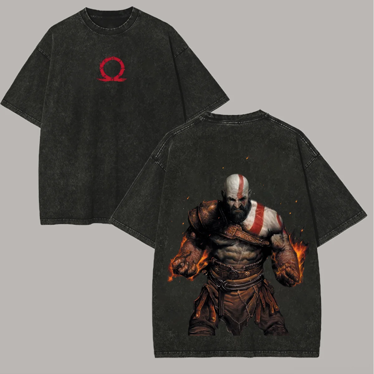 Kratos Printed Unisex Washed T-Shirt