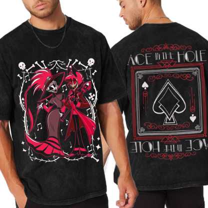 Hazbin Hotel Rosie & Alastor Ace Double side Oversized T-shirt/Crewneck/Hoodie