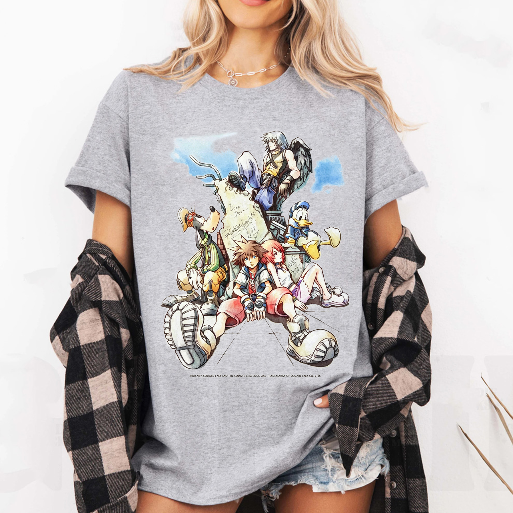 Disney Kingdom Hearts Group In The Cloudsl Anime Unisex Shirts/Crewneck/Hoodie