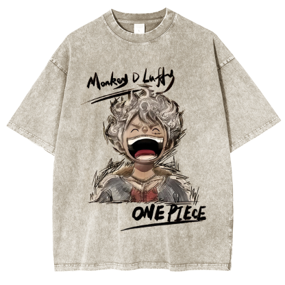 Monkey D. Luffy One Piece Oversized  Washed  Vintage Tee