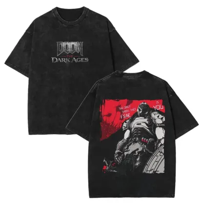 Doom The Dark Ages Printed Unisex Washed T-Shirt