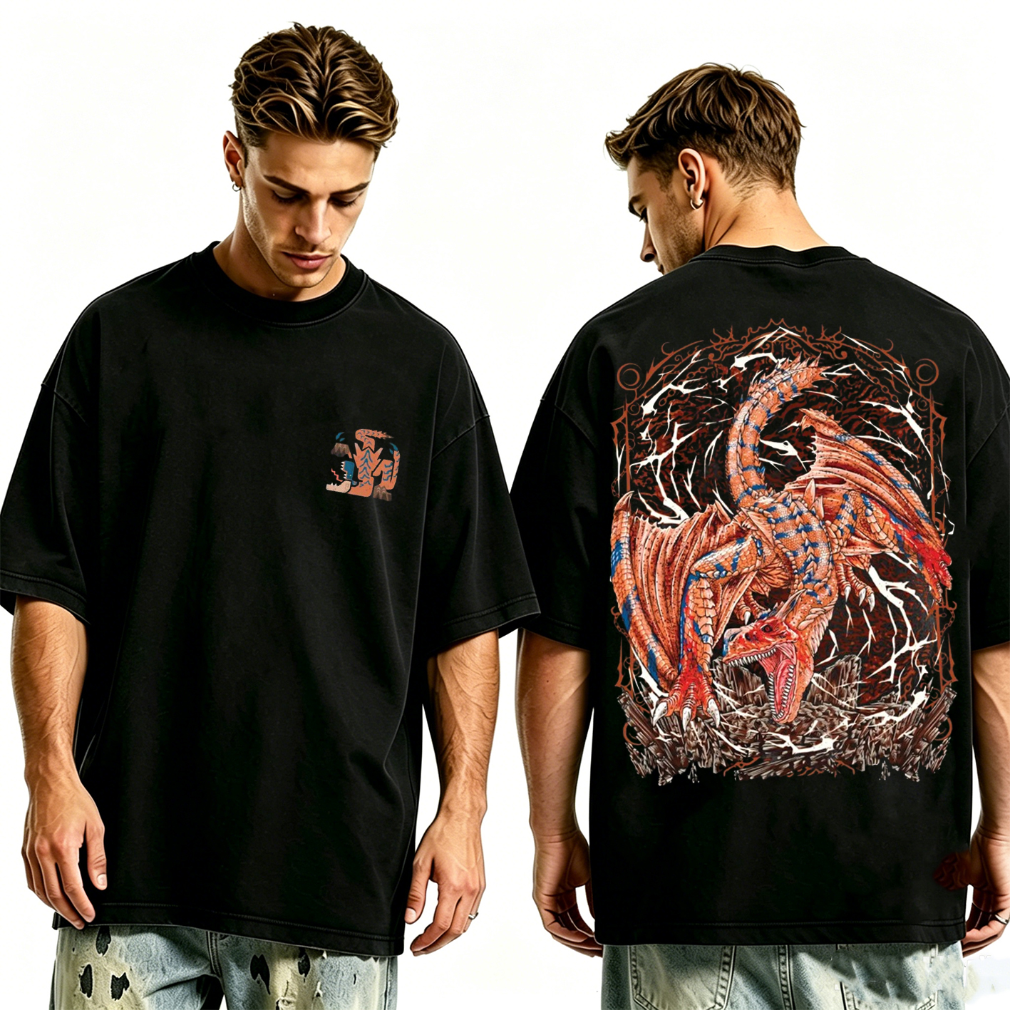 Monster Hunter Tigrex the Roaring Wyvern Unisex Washed T-Shirt