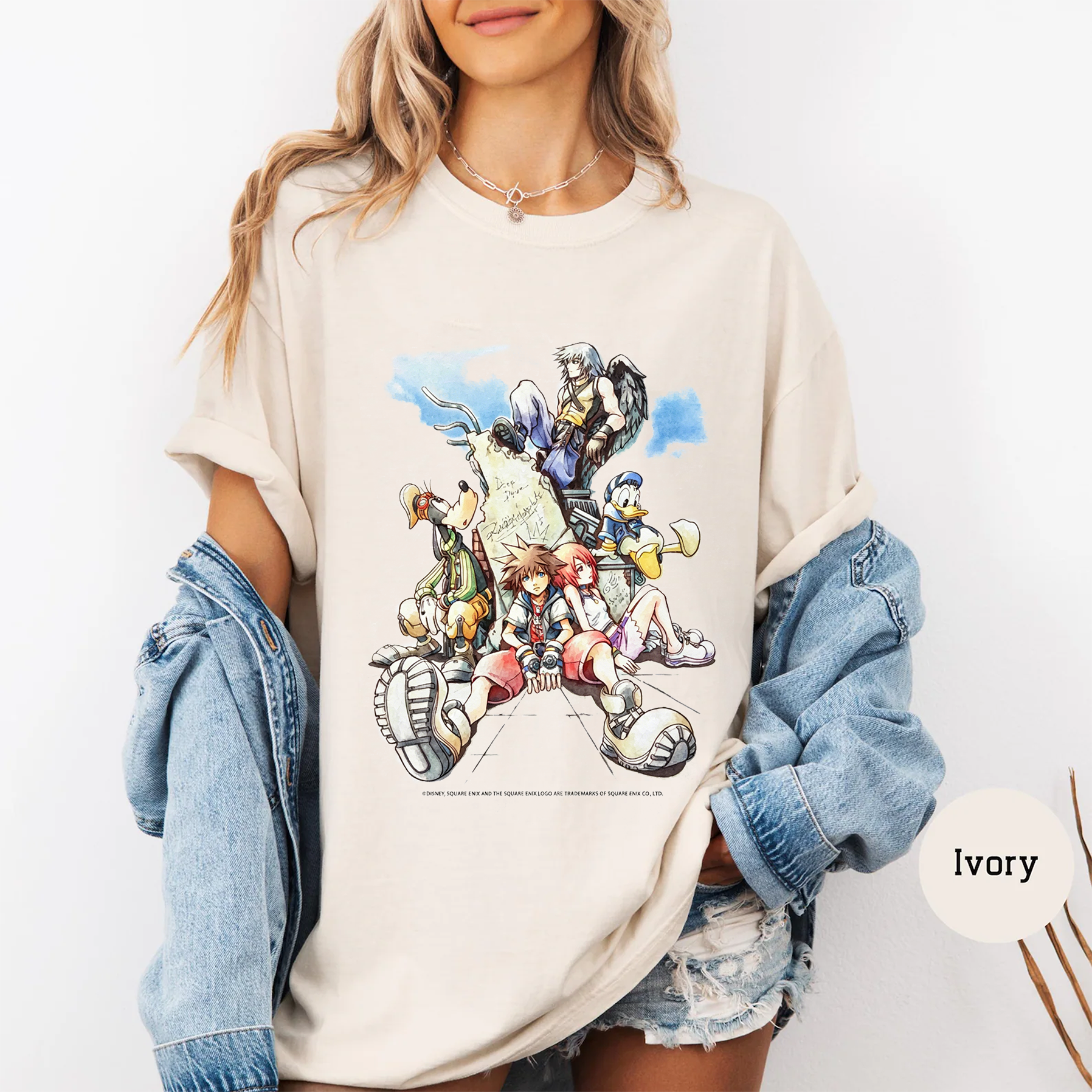Disney Kingdom Hearts Group In The Cloudsl Anime Unisex Shirts/Crewneck/Hoodie
