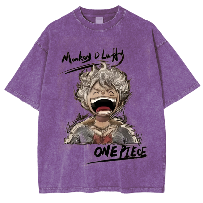 Monkey D. Luffy One Piece Oversized  Washed  Vintage Tee