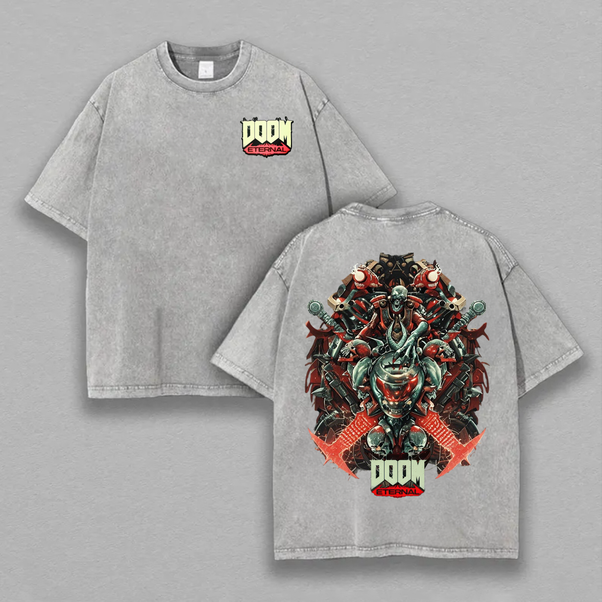 Doom Eternal Printed Unisex Washed T-Shirt