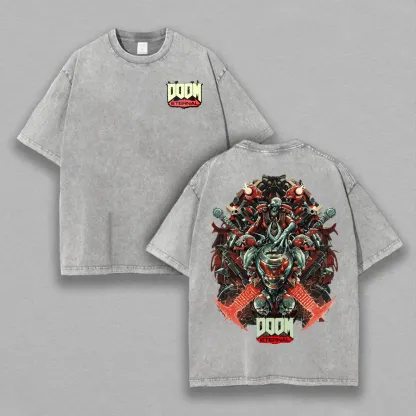 Doom Eternal Printed Unisex Washed T-Shirt