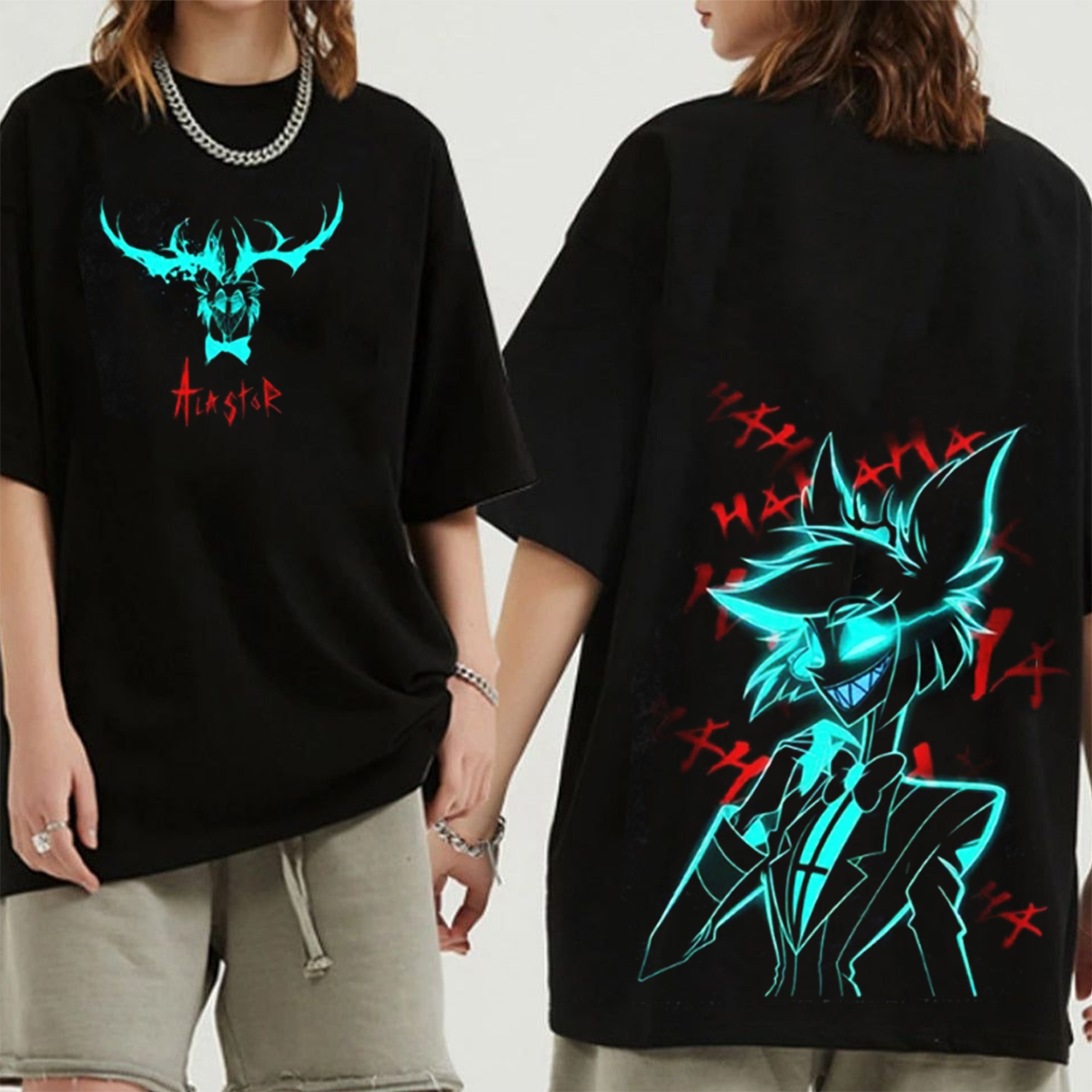 Vibrant Neon Alastor Hawaiian Oversized Unisex T-shirt/Crewneck/Hoodie