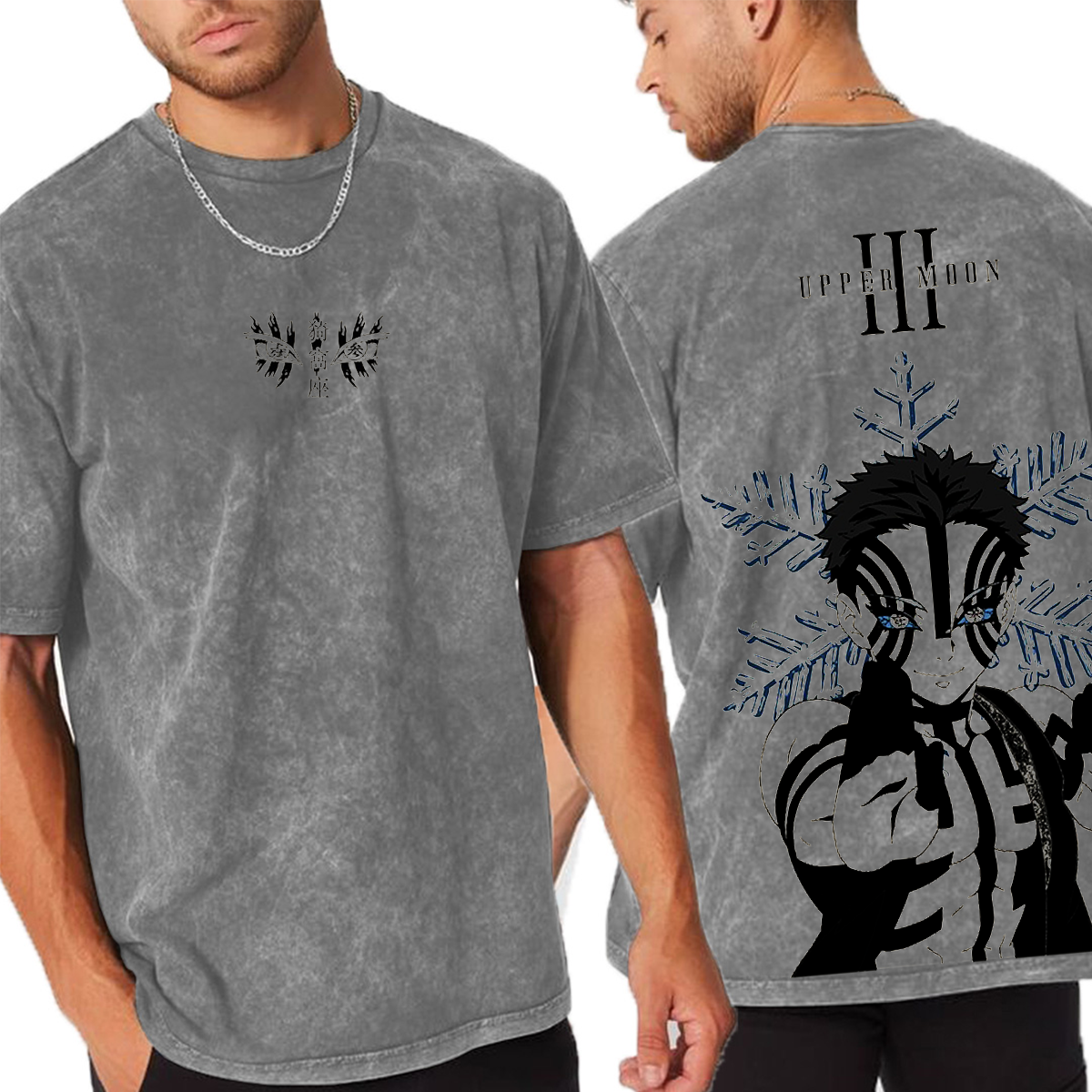 Anime Demon Slayer Akaza Eyes Print T-Shirts