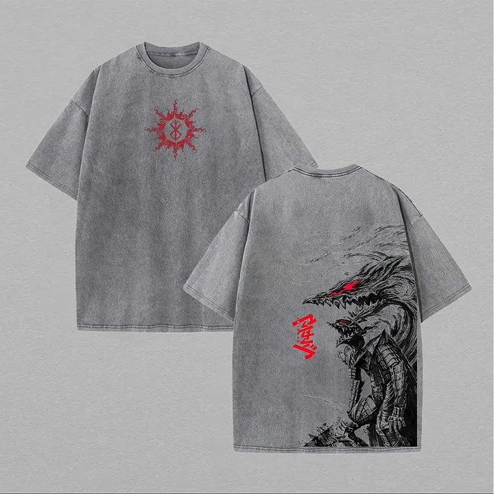 Berserk Guts Printed Unisex Washed T-Shirt