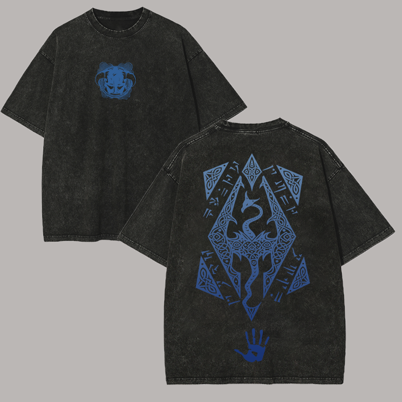 TOP The Elder Scrolls V: Skyrim Printed Unisex Washed T-Shirt
