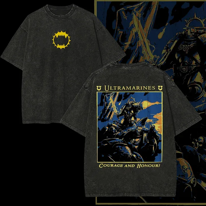 Ultramarines Printed Unisex Washed T-Shirt