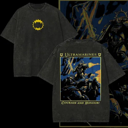 Ultramarines Printed Unisex Washed T-Shirt