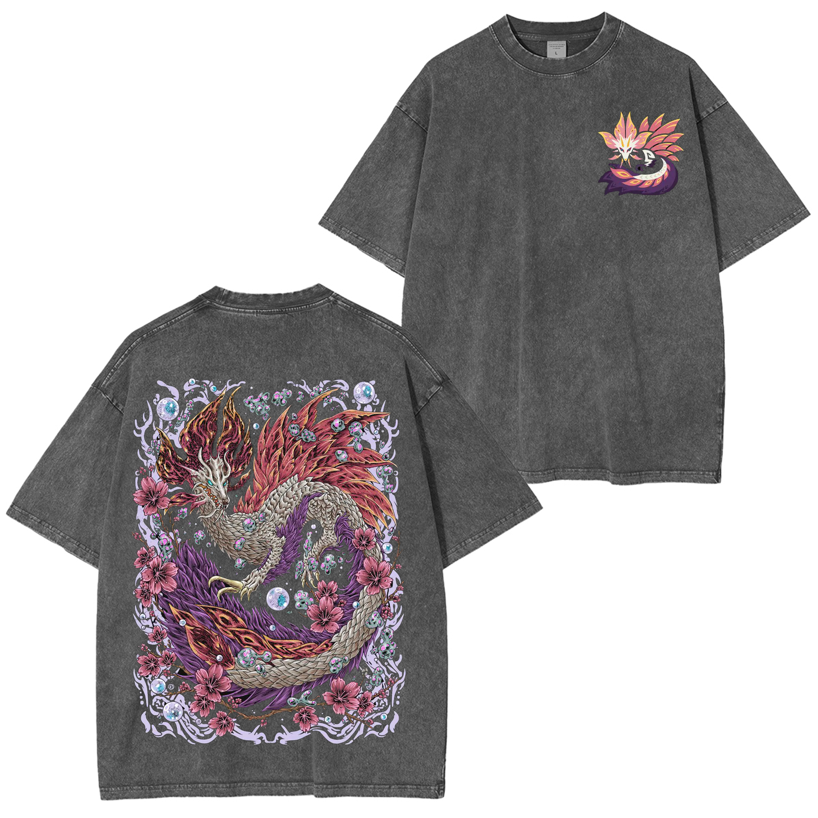 Mizutsune the Bubble Fox Leviathan Unisex Washed T-Shirt