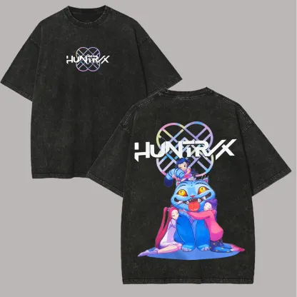Kpop Demon Hunters Huntrix Printed Unisex Washed T-Shirt