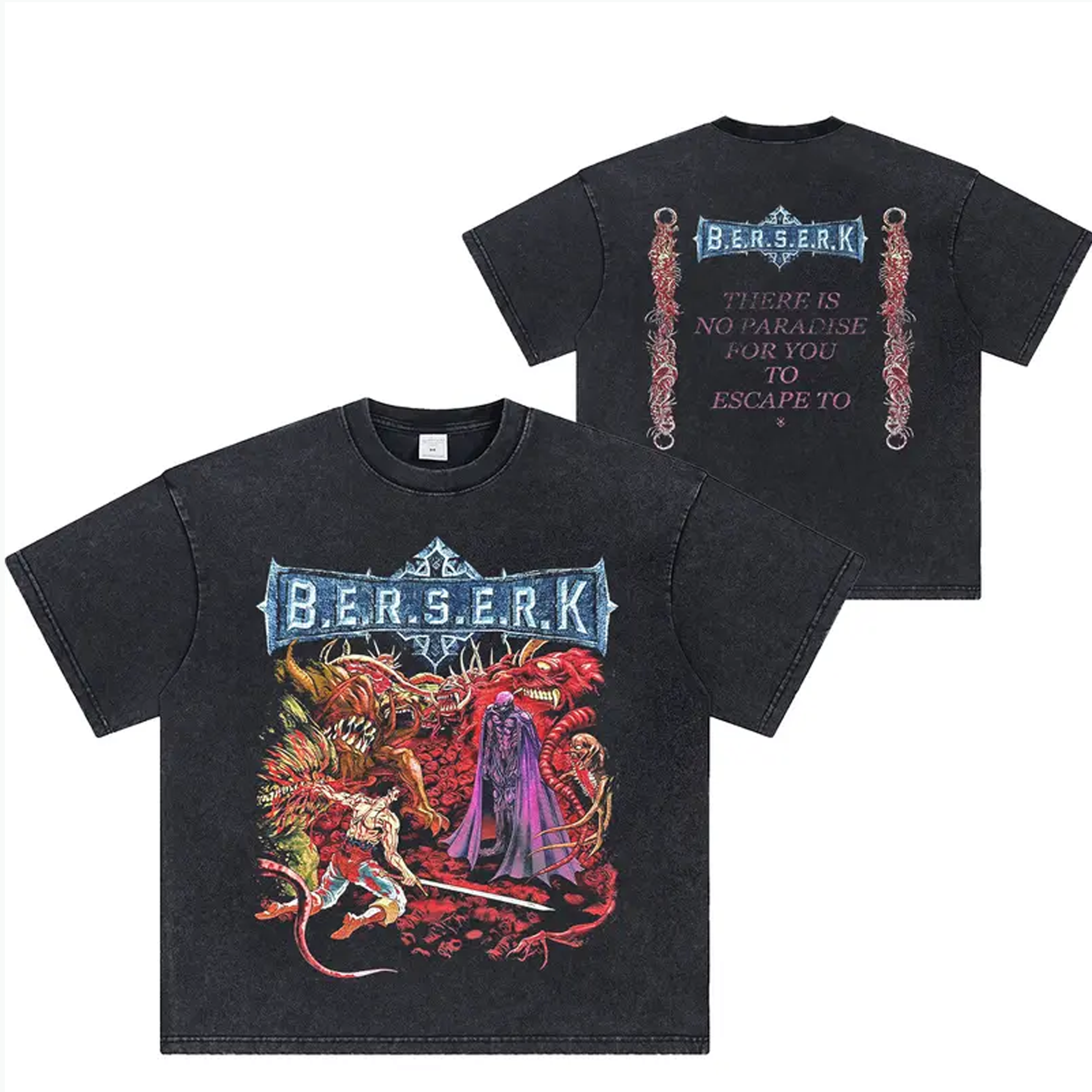Vintage Berserk Anime Unisex Washed T-Shirt