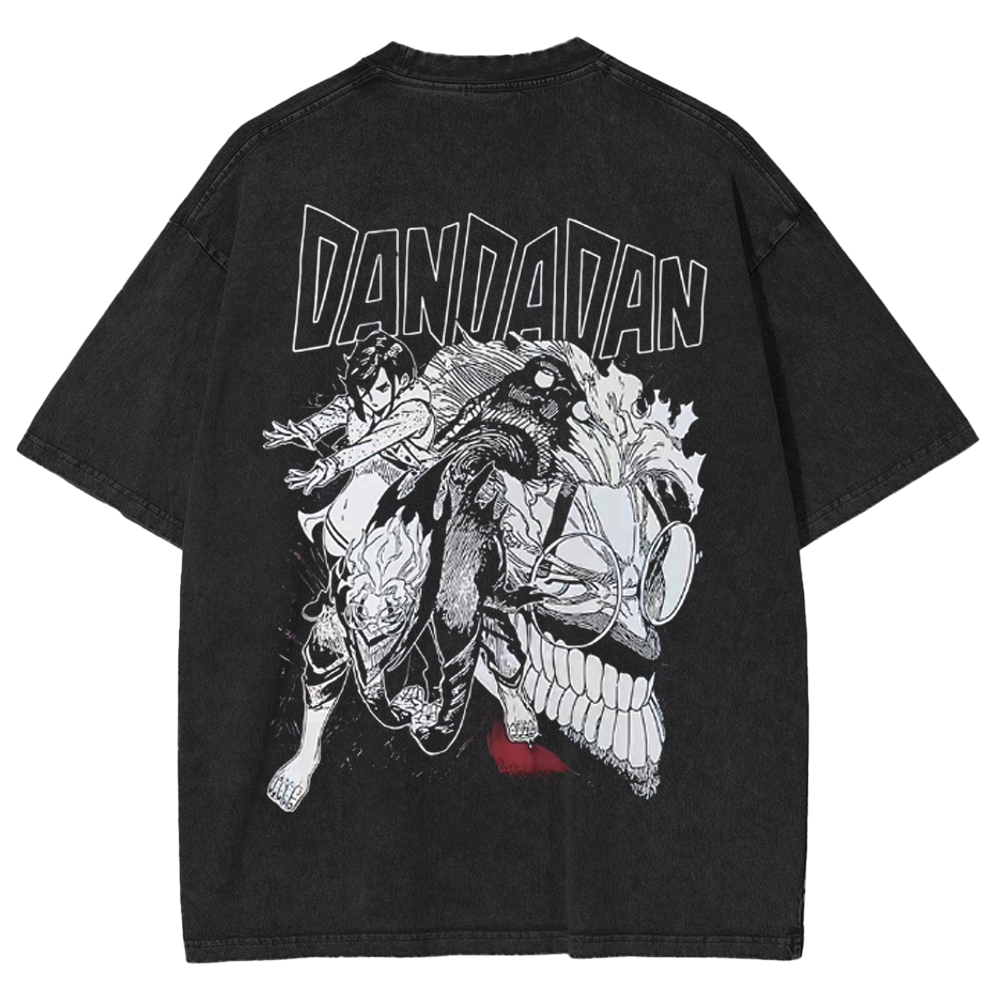 Dandadan Retro Vintage Unisex Oversize Anime Manga Acid Washed T-Shirt