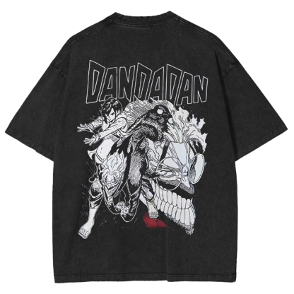 Dandadan Retro Vintage Unisex Oversize Anime Manga Acid Washed T-Shirt