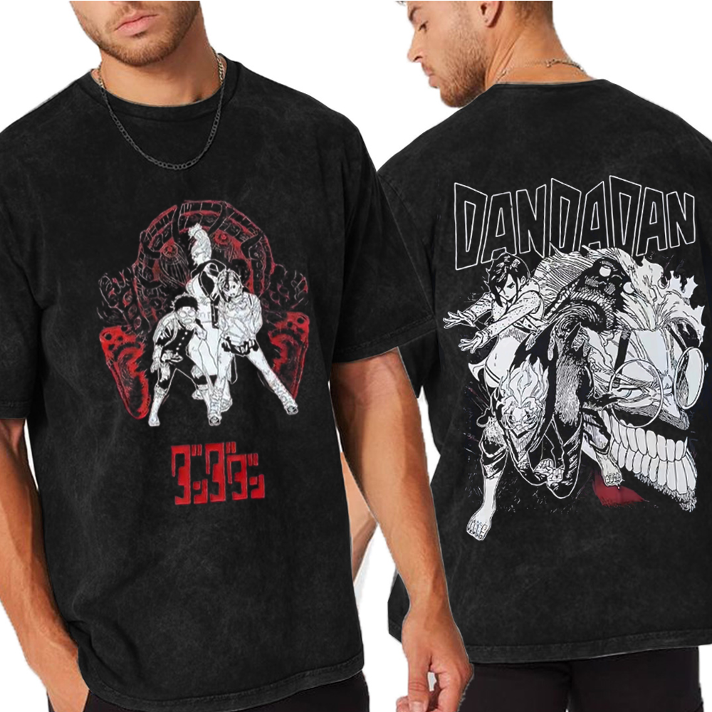 Dandadan Retro Vintage Unisex Oversize Anime Manga Acid Washed T-Shirt