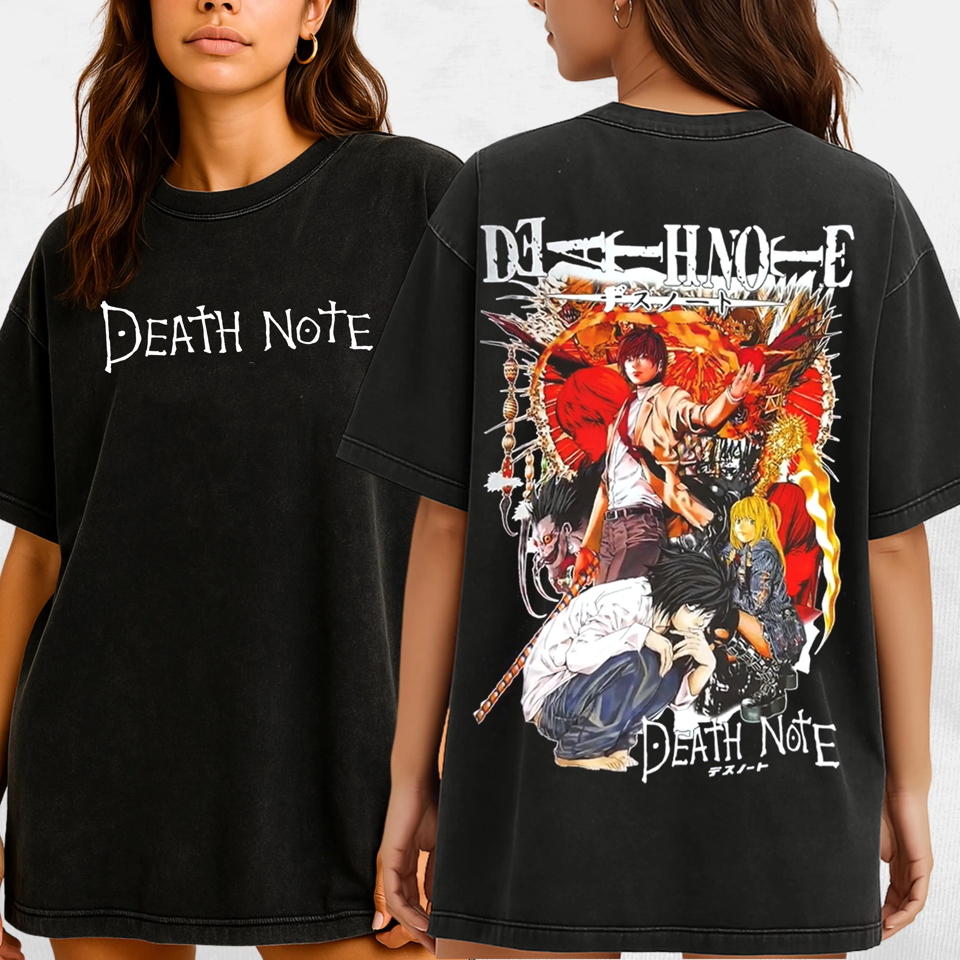 Retro Vintage Limited MisaMisa and Lawliet Death Note Unisex Washed T-Shirt