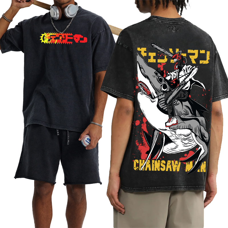 Chainsaw Man Anime Unisex Washed T-Shirt