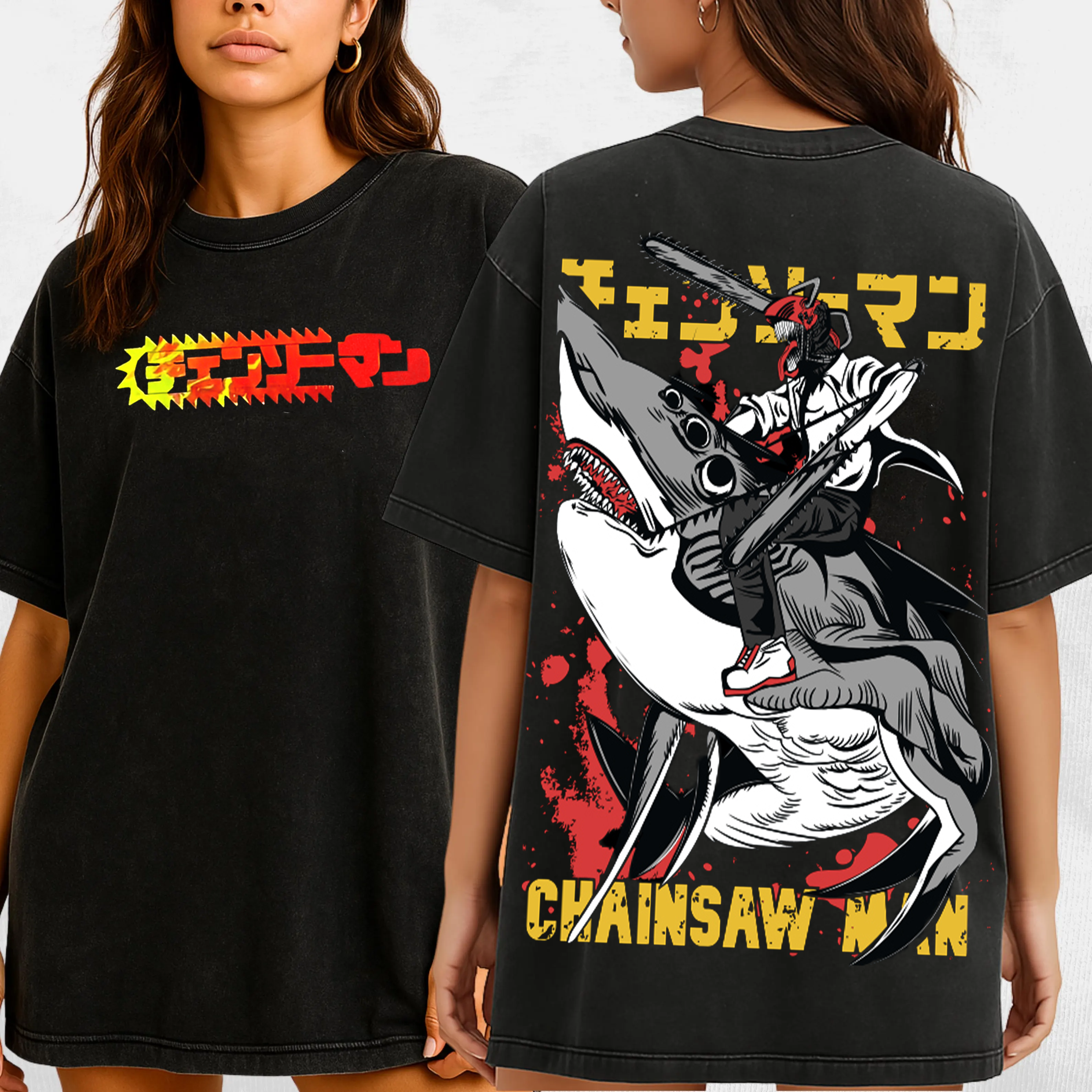 Chainsaw Man Anime Unisex Washed T-Shirt