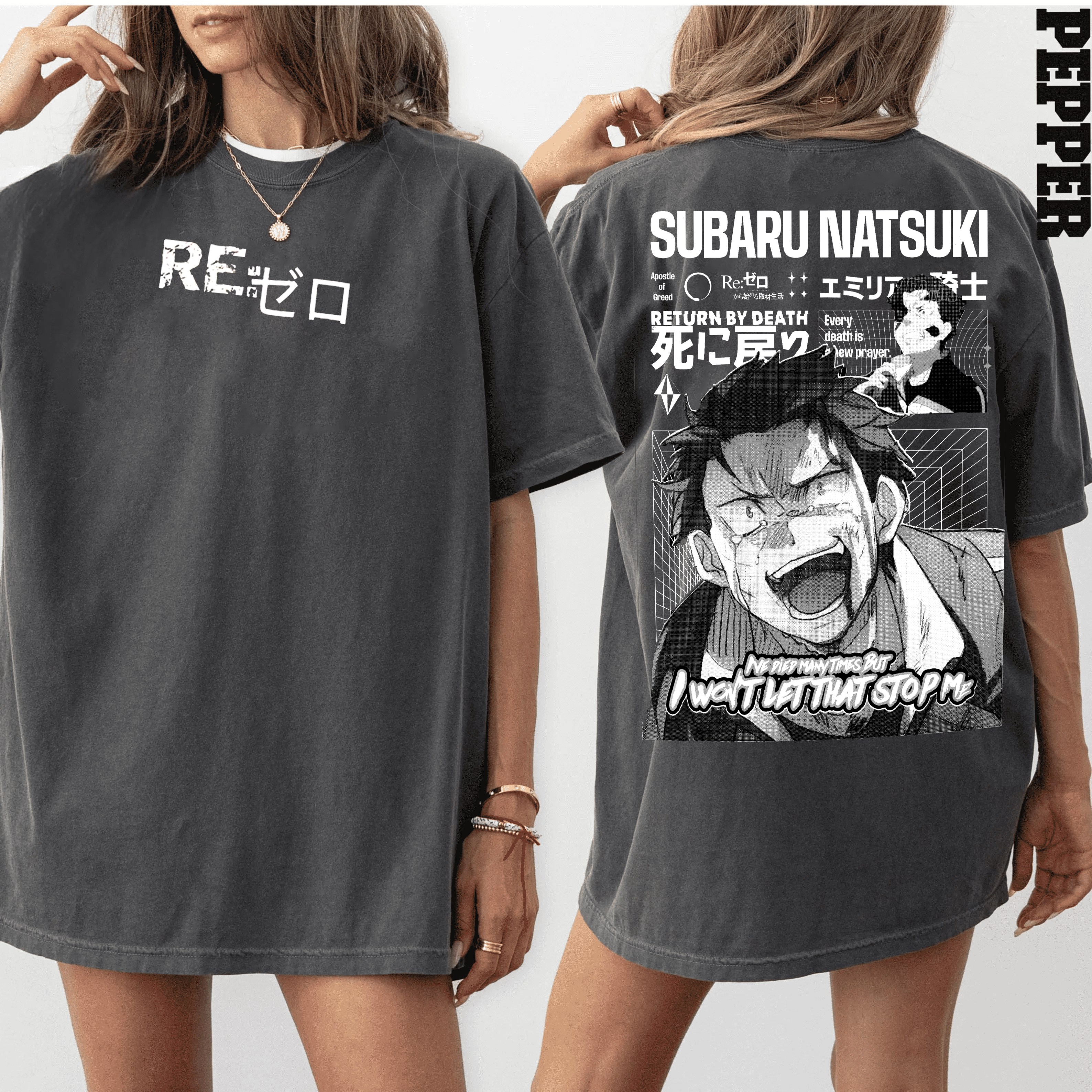 Re:Zero , Subaru Natsuki Return by Death  Unisex Washed T-Shirt