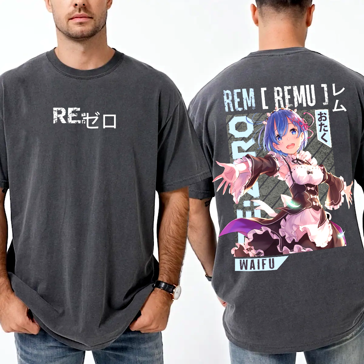 Rem,ReZero Anime Unisex Washed T-Shirt