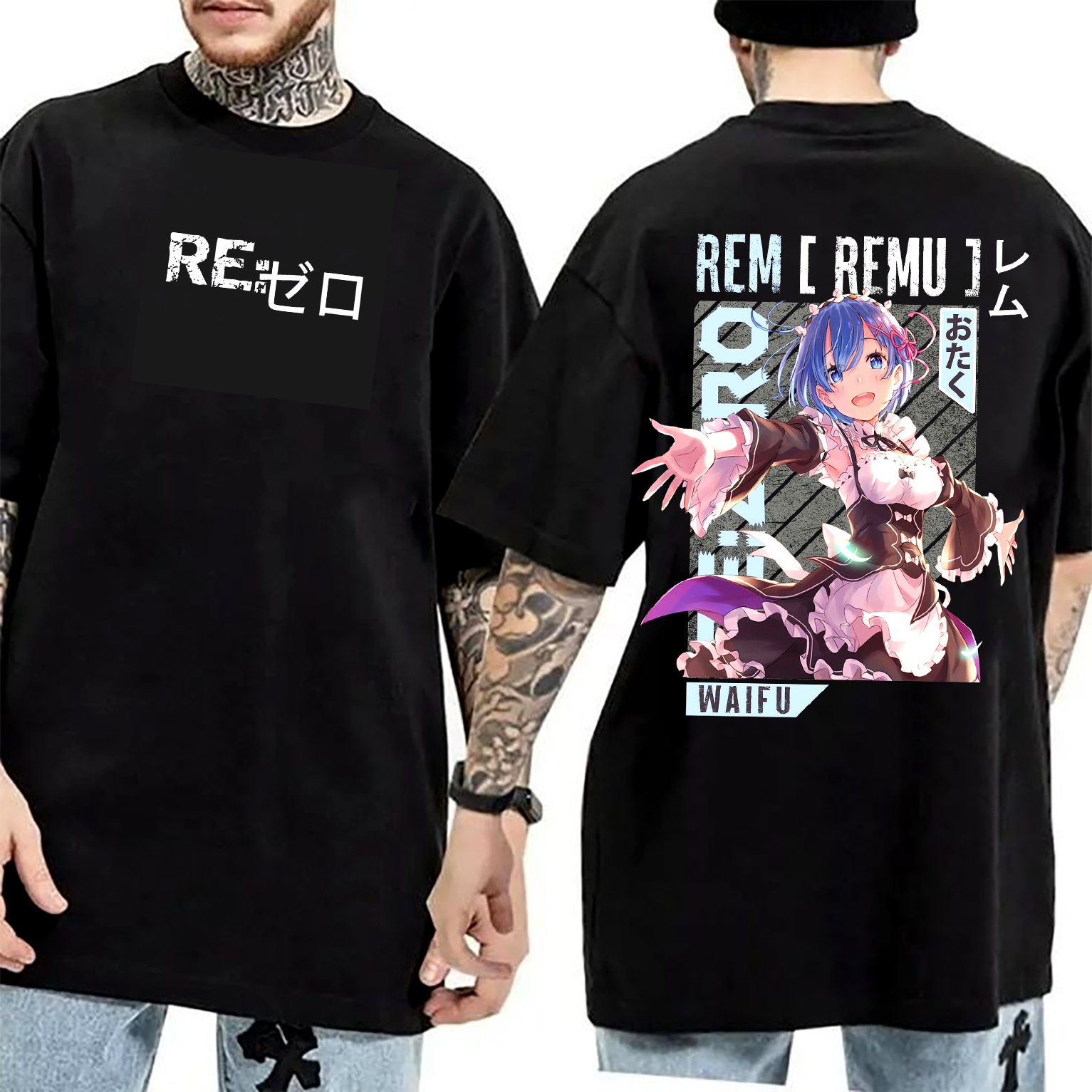 Rem,ReZero Anime Unisex Washed T-Shirt