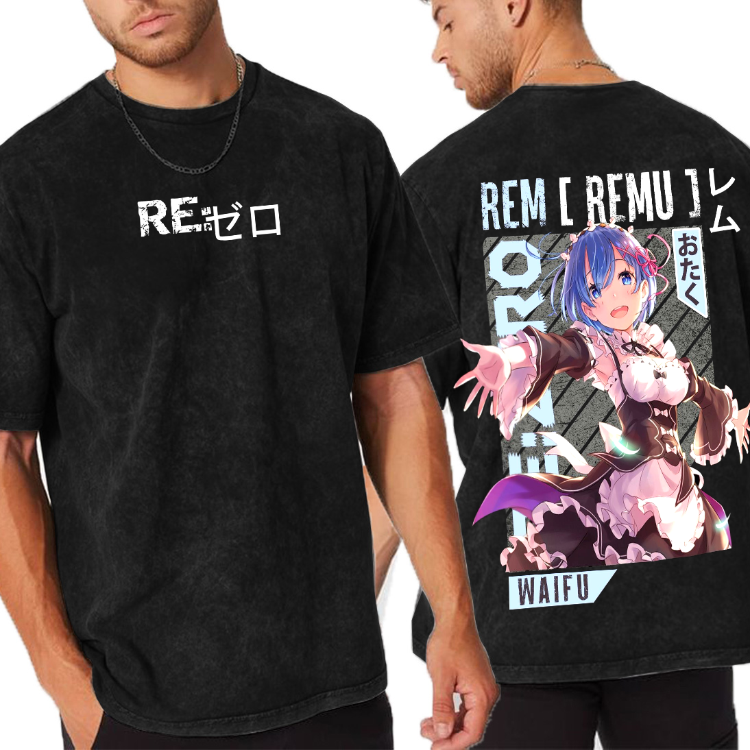 Rem,ReZero Anime Unisex Washed T-Shirt